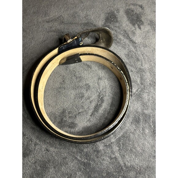 Streets Ahead Blue Leather Silver Metal Medium Belt USA Made Unique Design - Picture 6 of 8